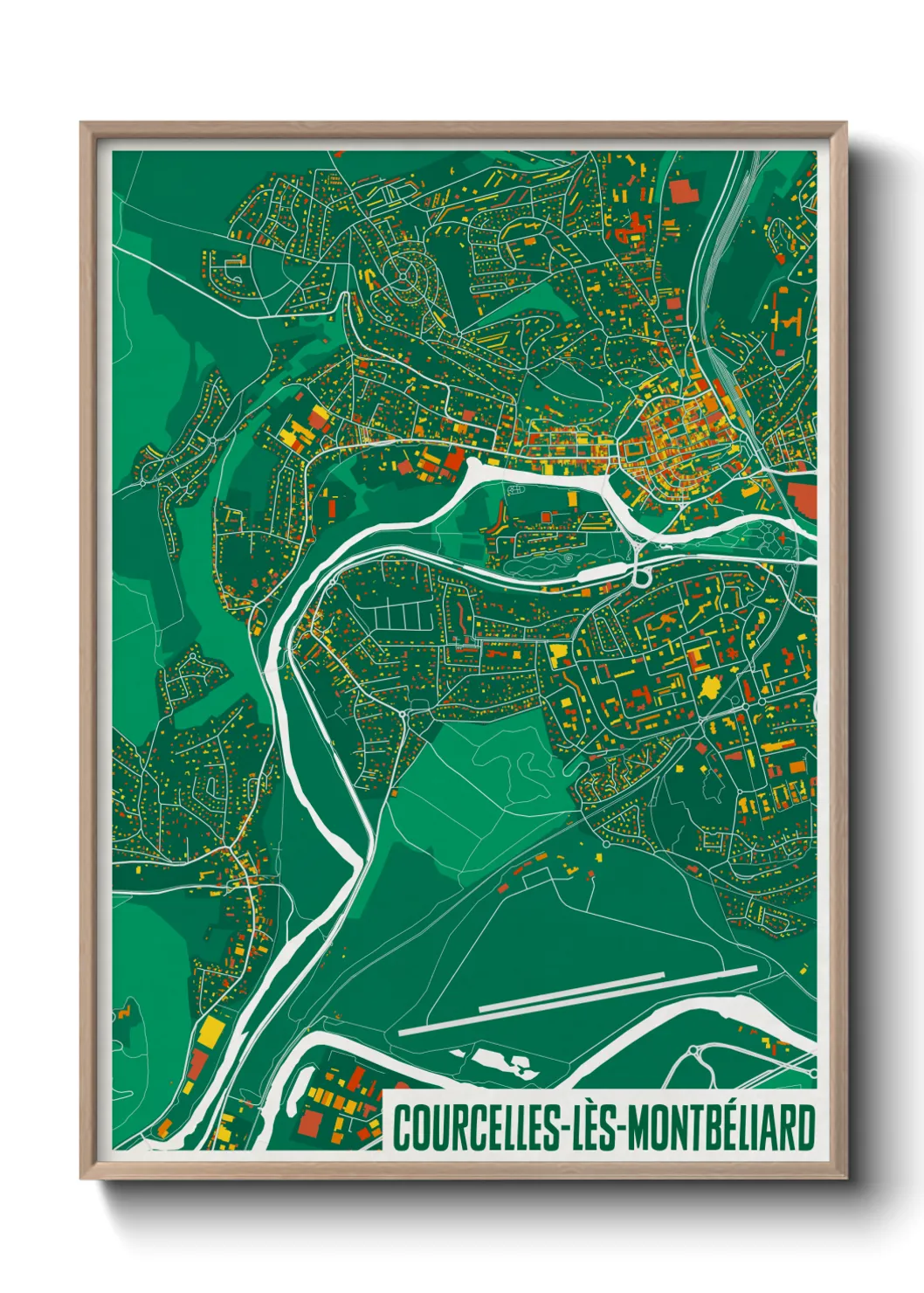 Une affiche de carte sur Courcelles-lès-Montbéliard