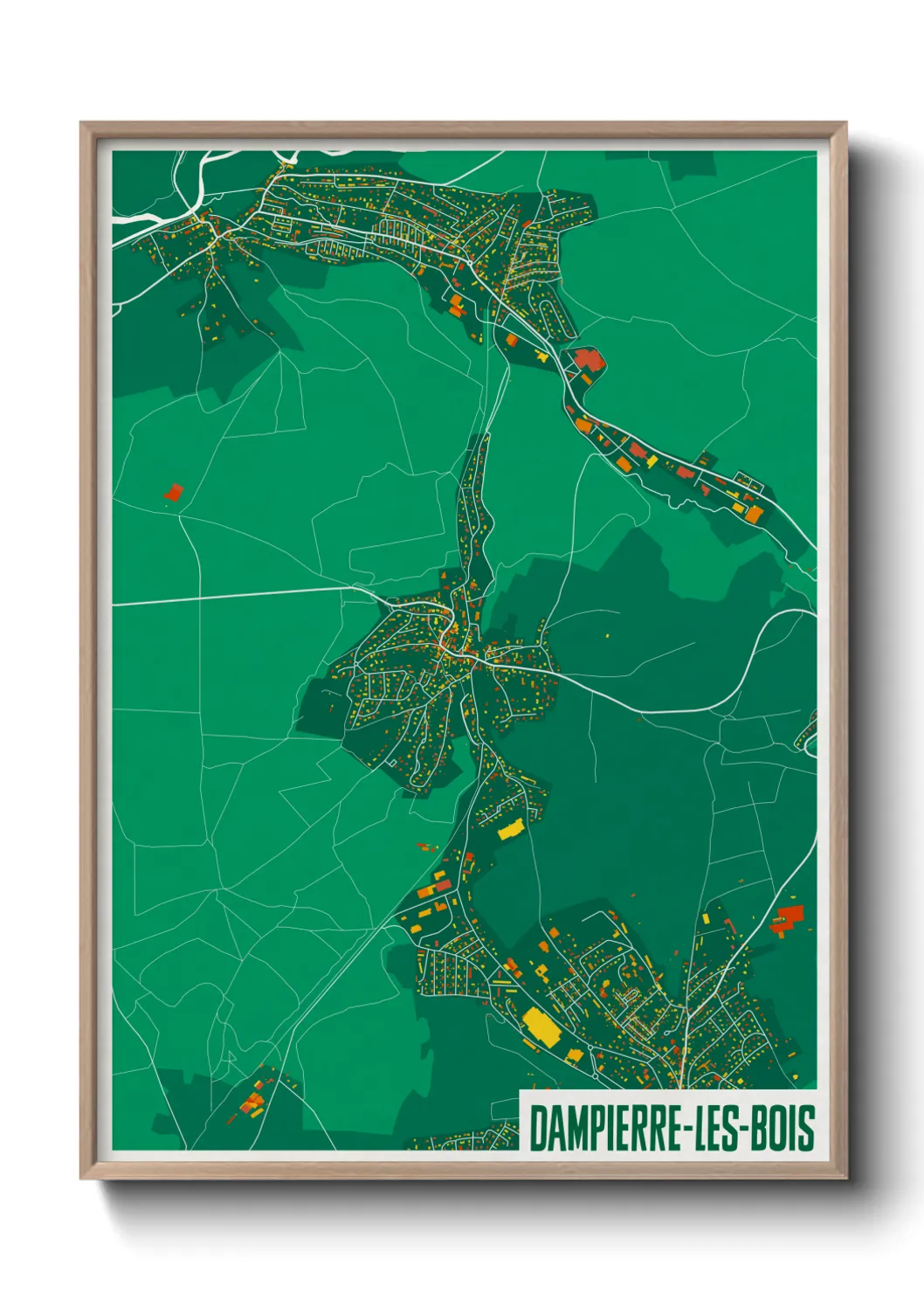 Une affiche de carte sur Dampierre-les-Bois