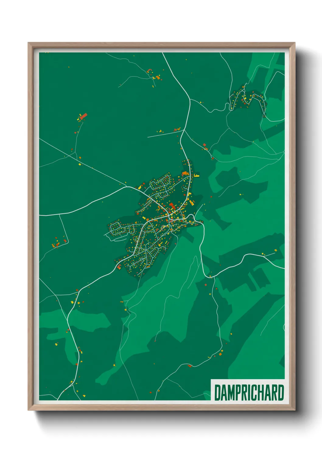 Une affiche de carte sur Damprichard
