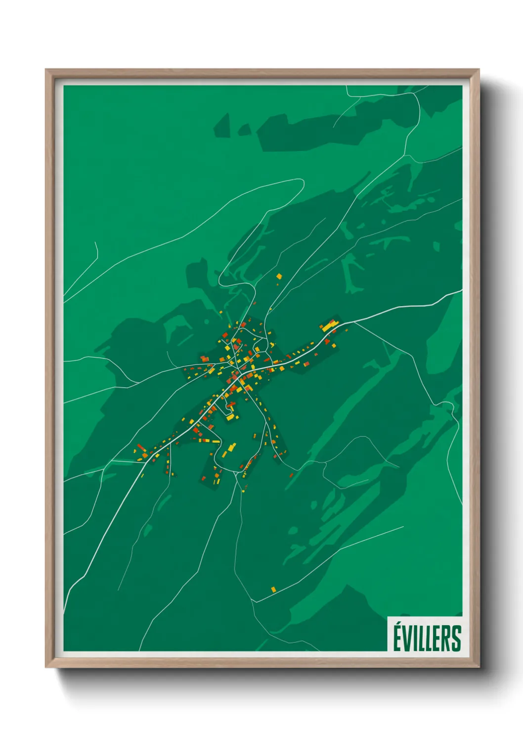 Une affiche de carte sur Évillers