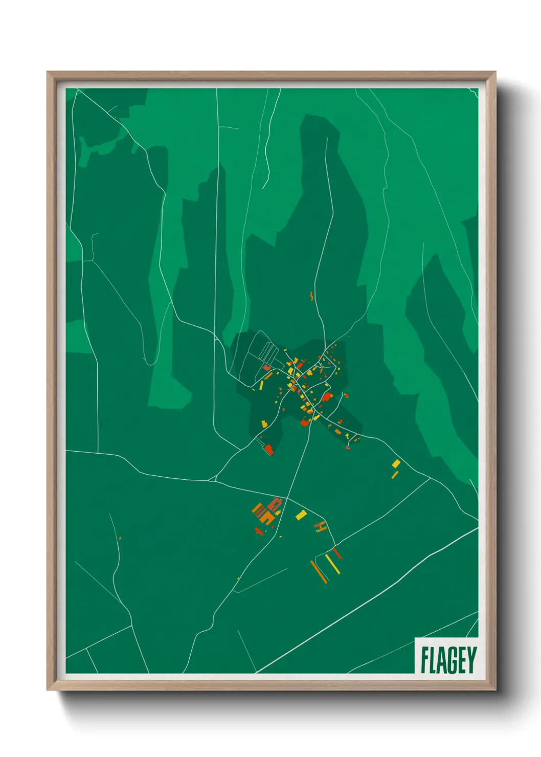 Une affiche de carte sur Flagey