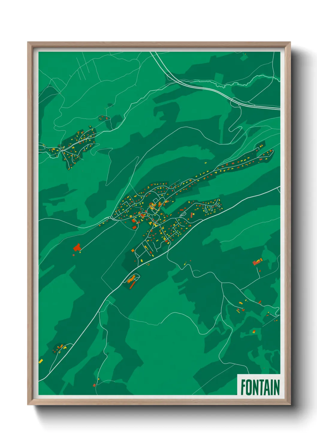 Une affiche de carte sur Fontain