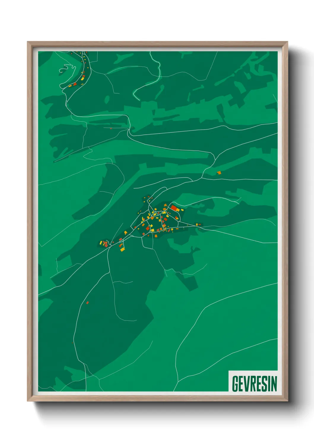 Une affiche de carte sur Gevresin