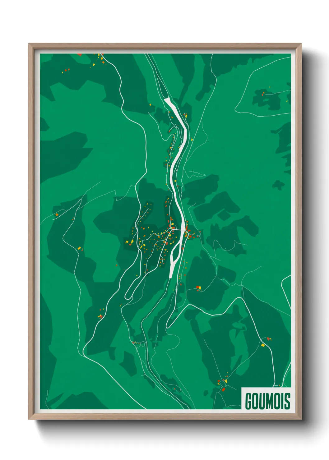 Une affiche de carte sur Goumois