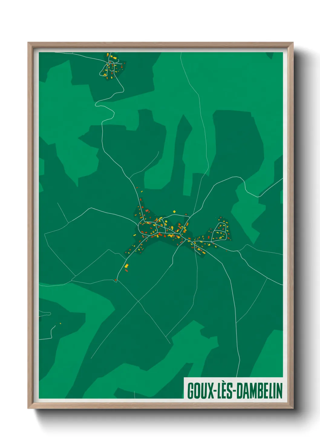 Une affiche de carte sur Goux-lès-Dambelin