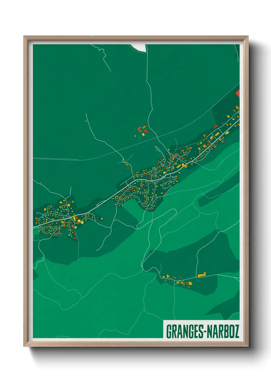 Une affiche de carte sur Granges-Narboz