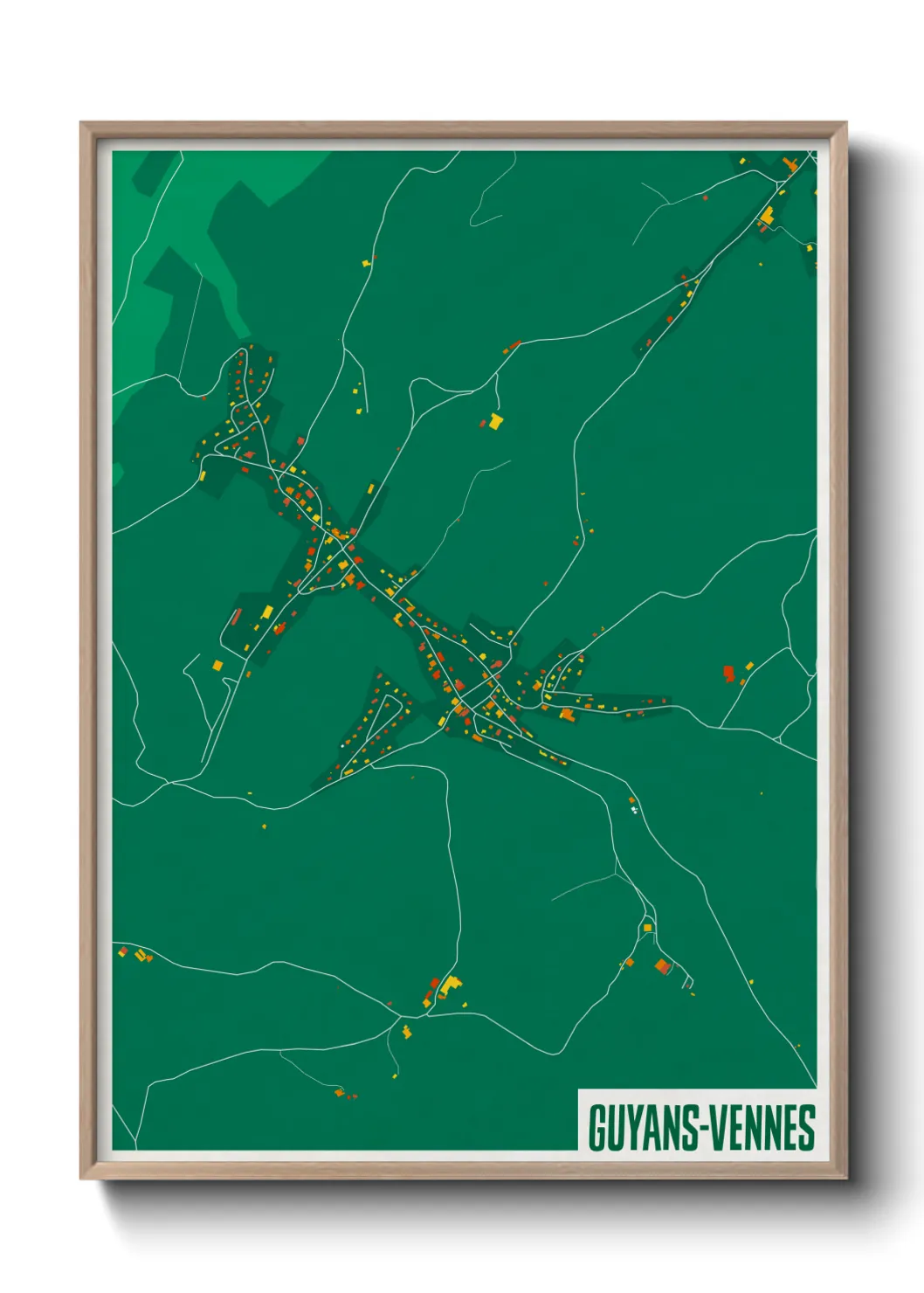 Une affiche de carte sur Guyans-Vennes