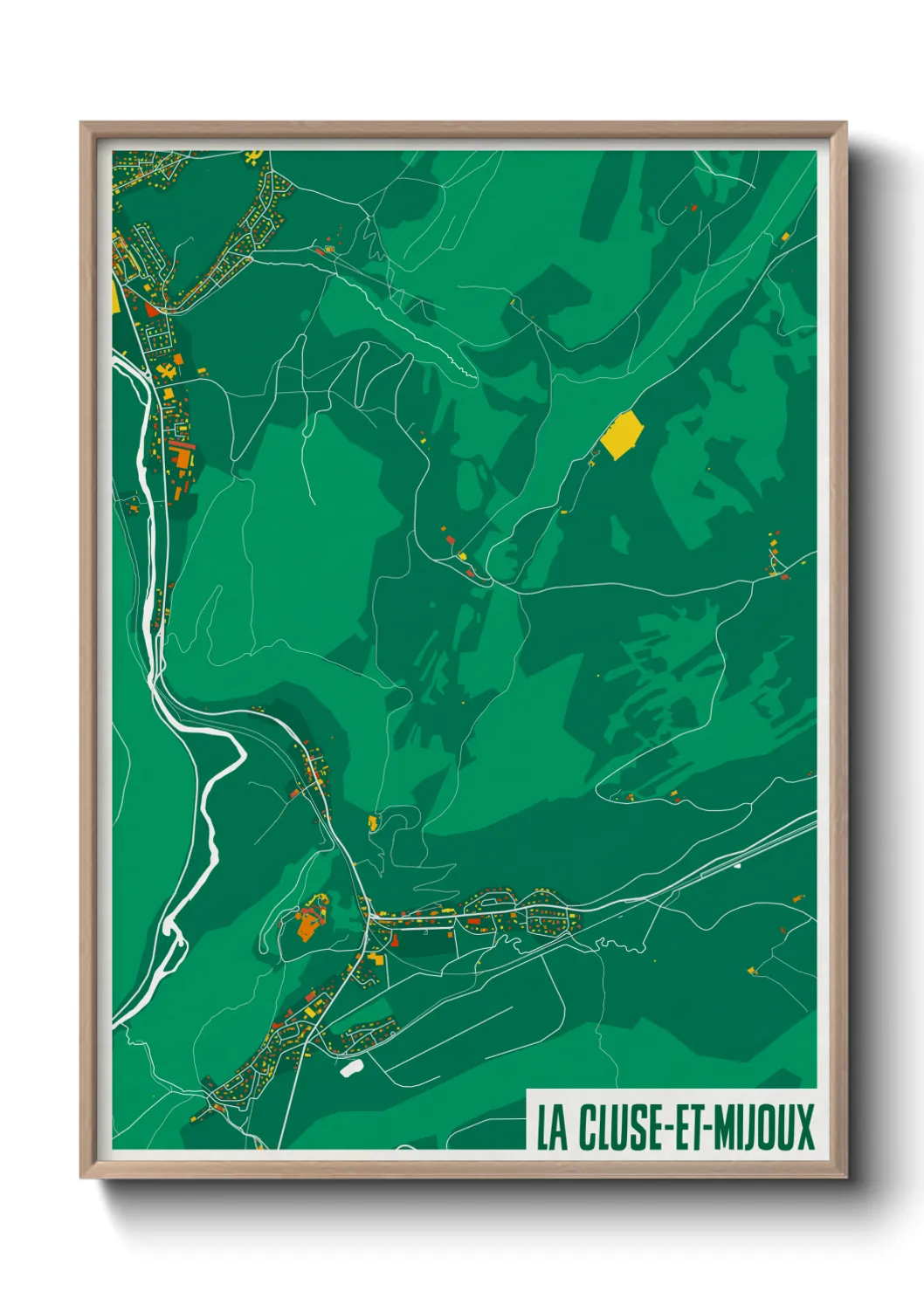 Une affiche de carte sur La Cluse-et-Mijoux