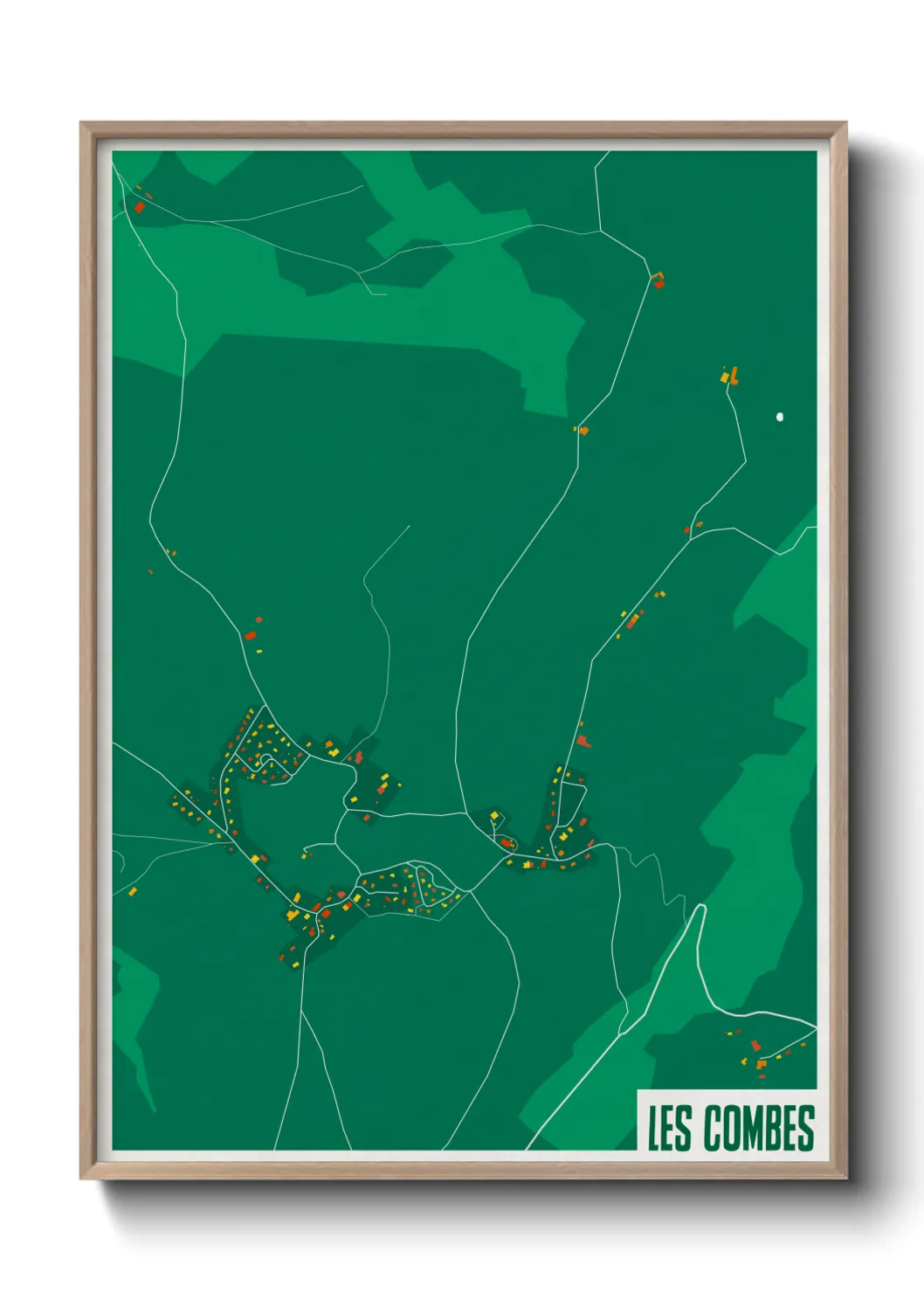 Une affiche de carte sur Les Combes