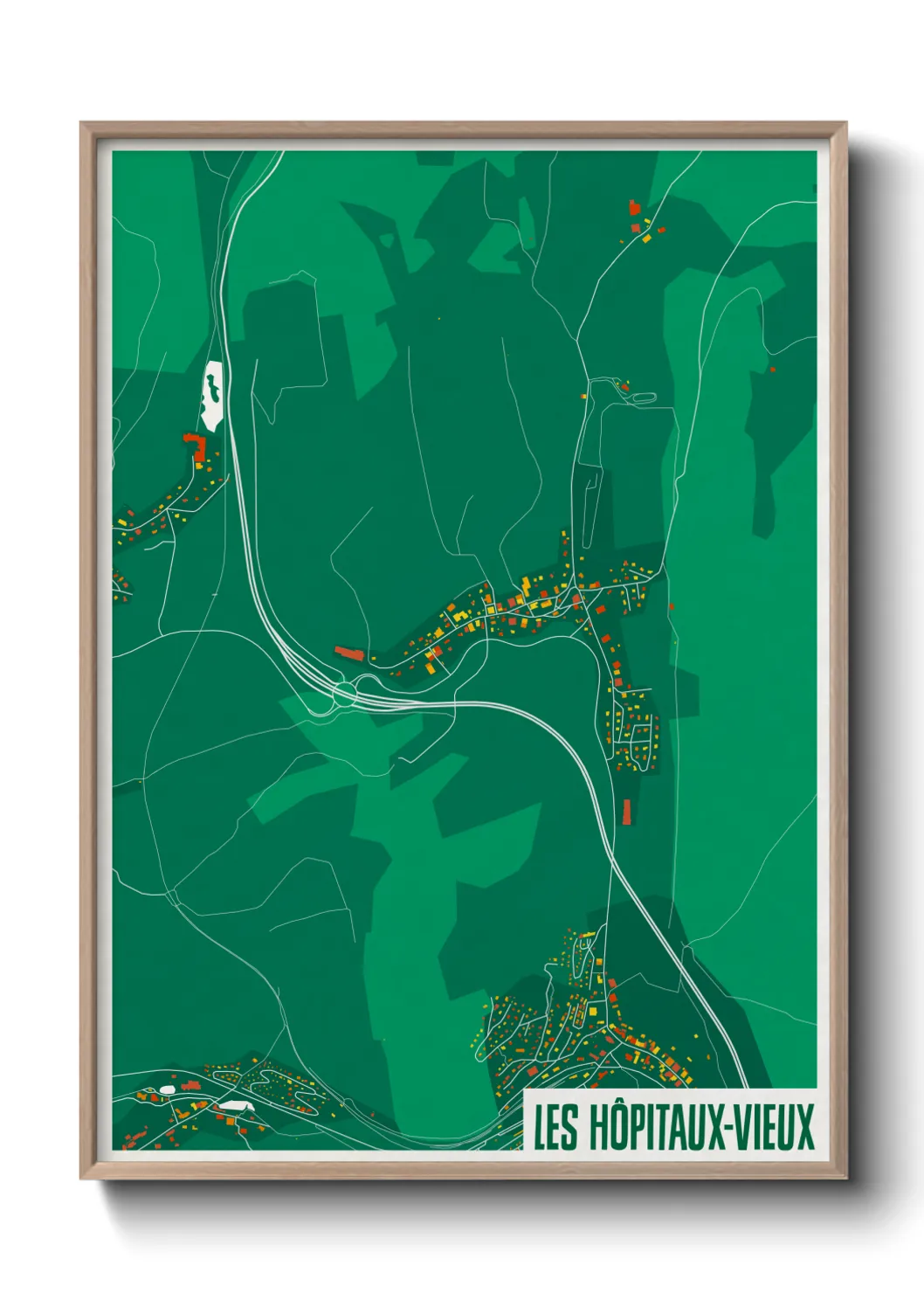 Une affiche de carte sur Les Hôpitaux-Vieux