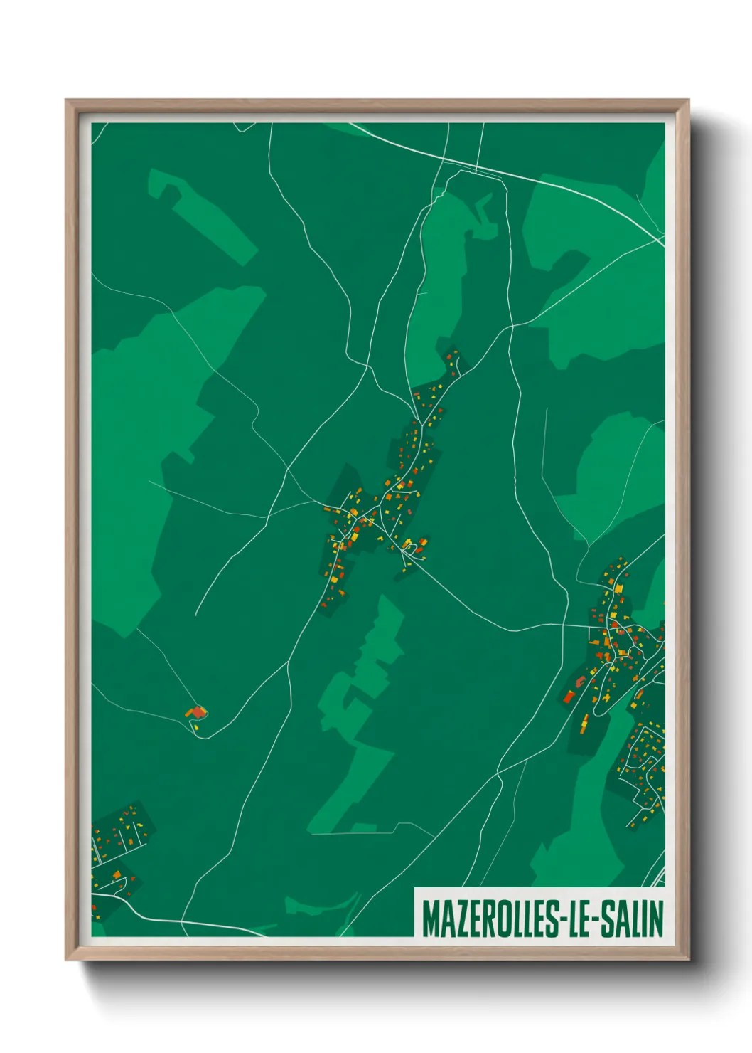 Une affiche de carte sur Mazerolles-le-Salin