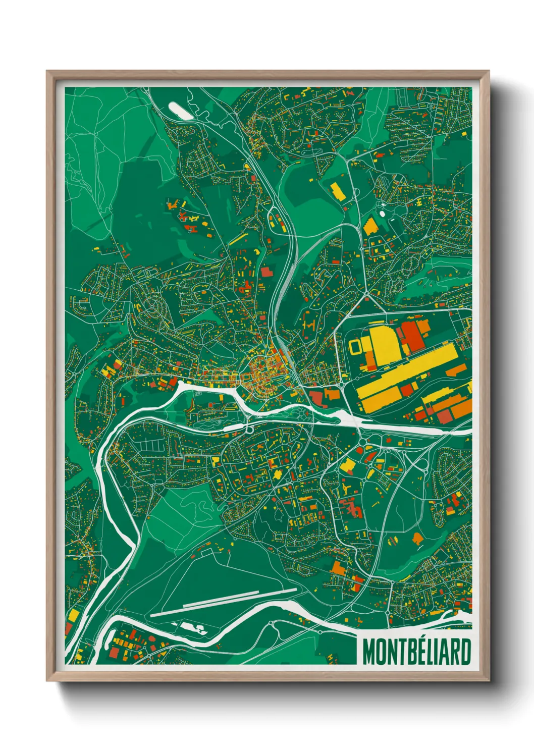 Une affiche de carte sur Montbéliard