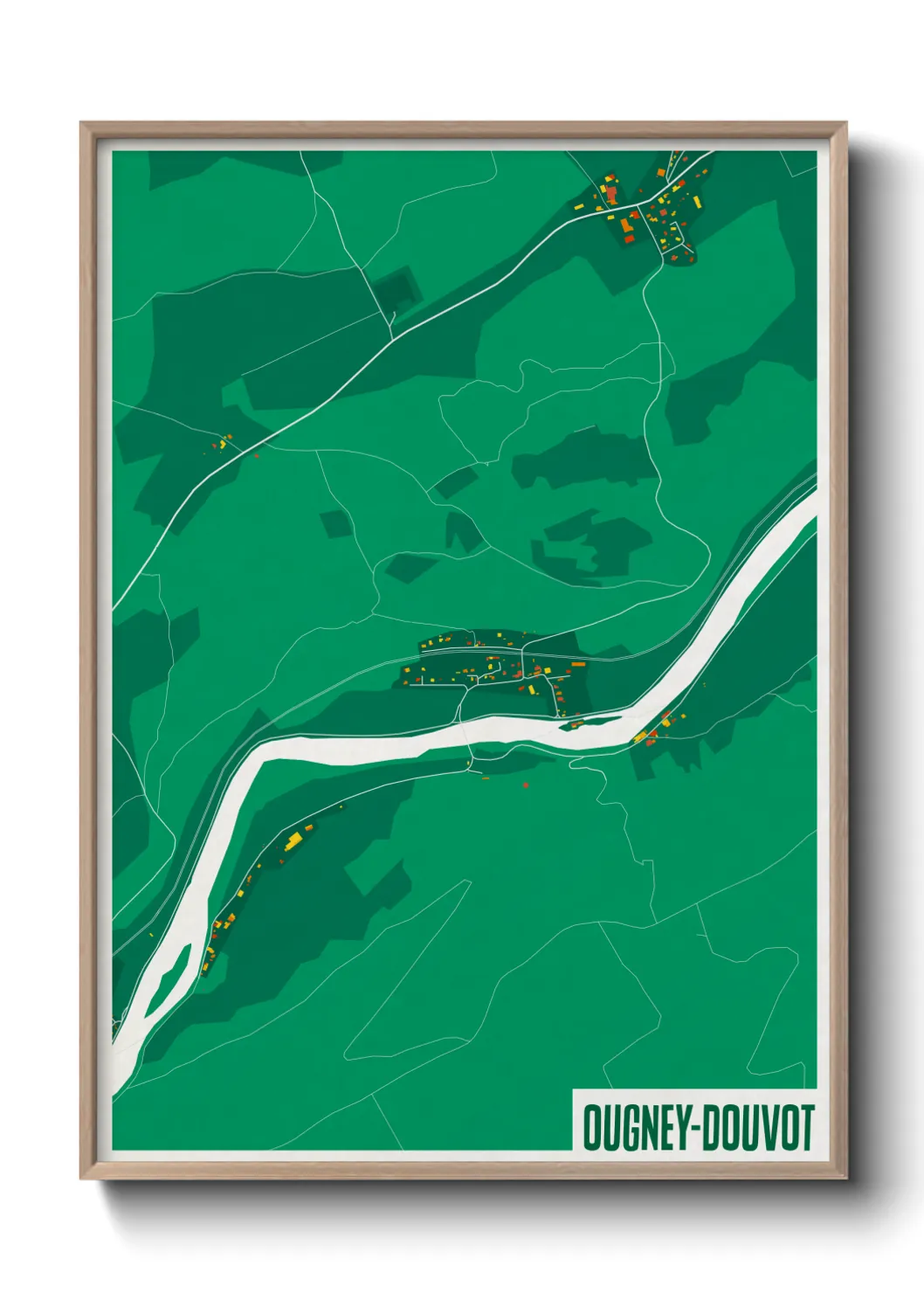 Une affiche de carte sur Ougney-Douvot