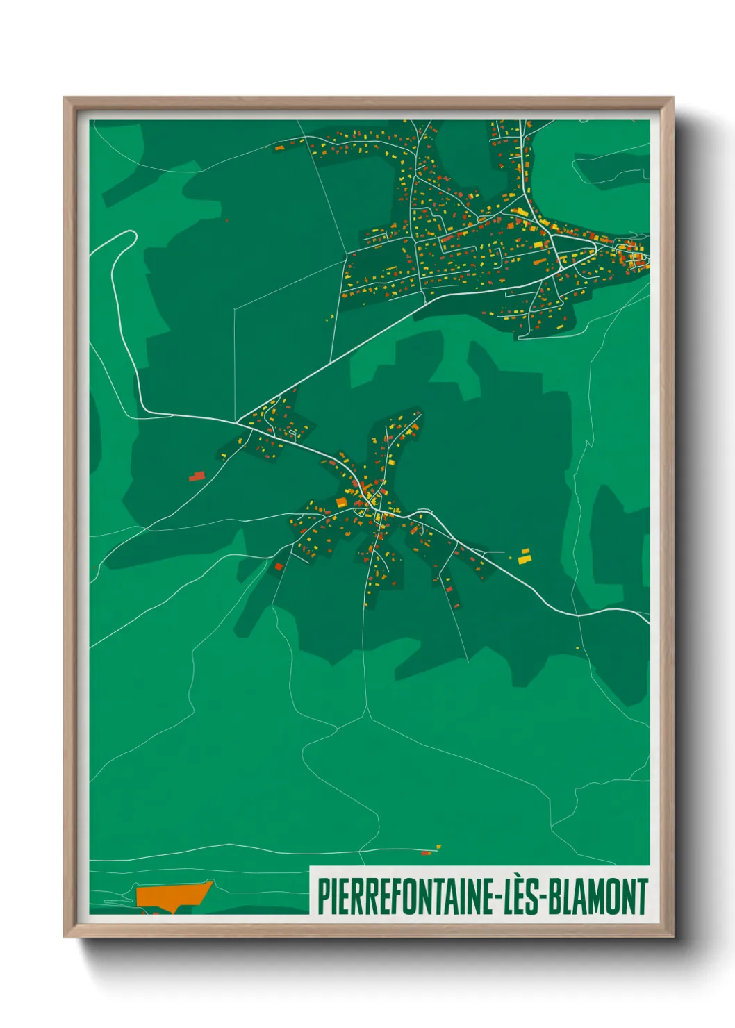 Une affiche de carte sur Pierrefontaine-lès-Blamont