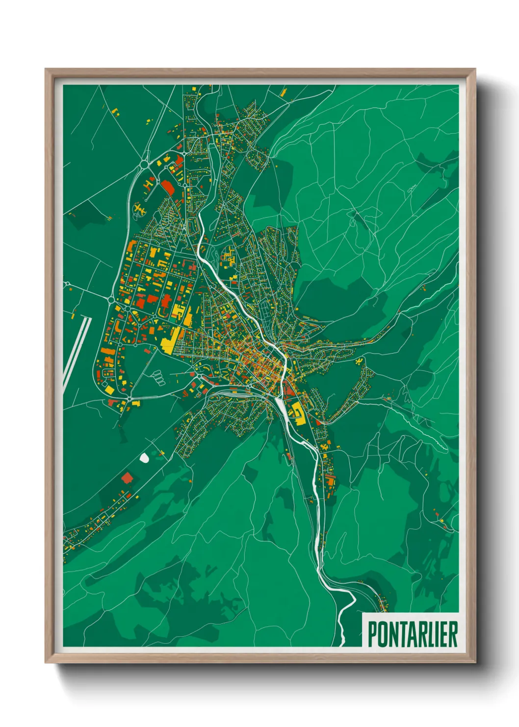 Une affiche de carte sur Pontarlier