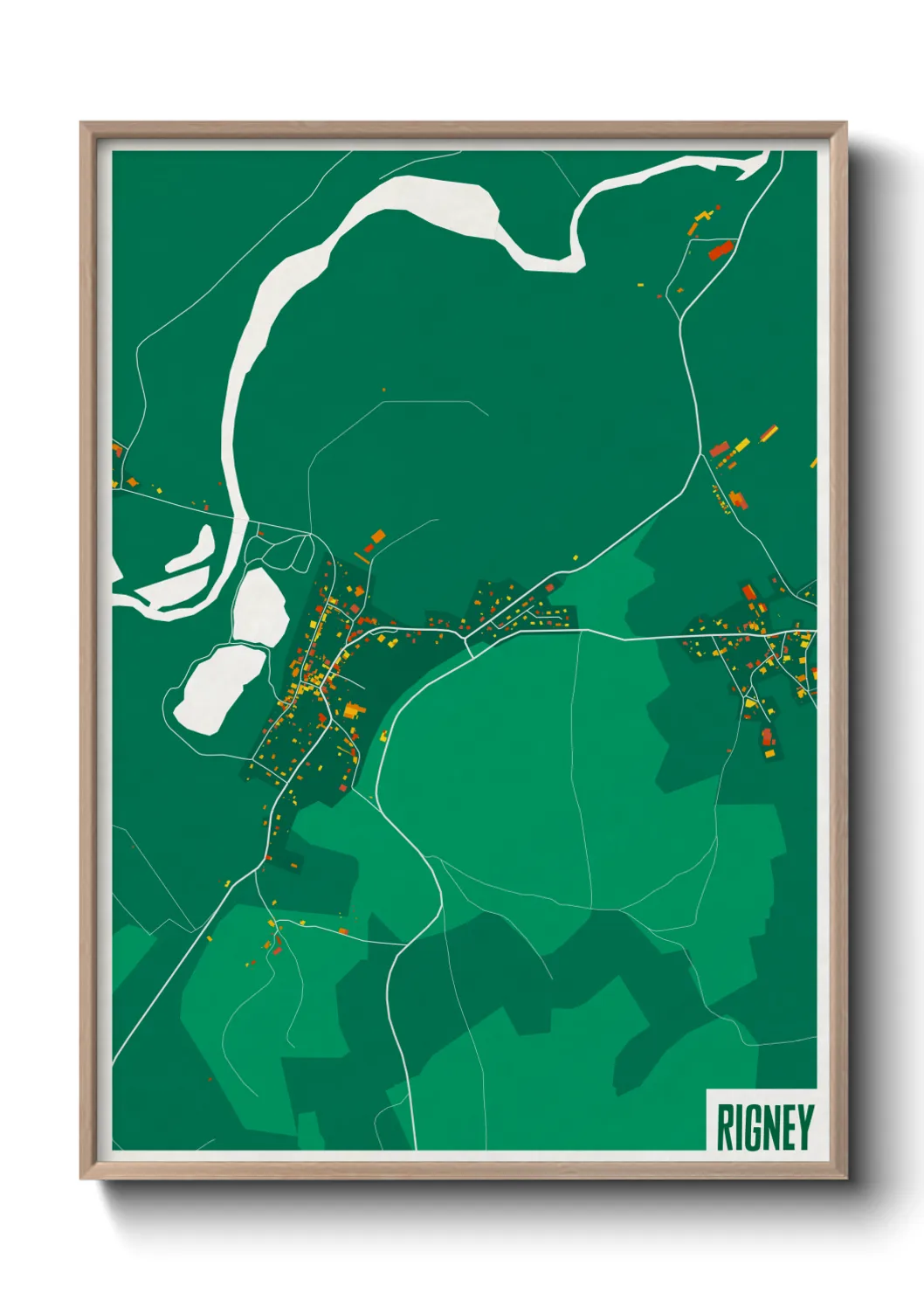 Une affiche de carte sur Rigney