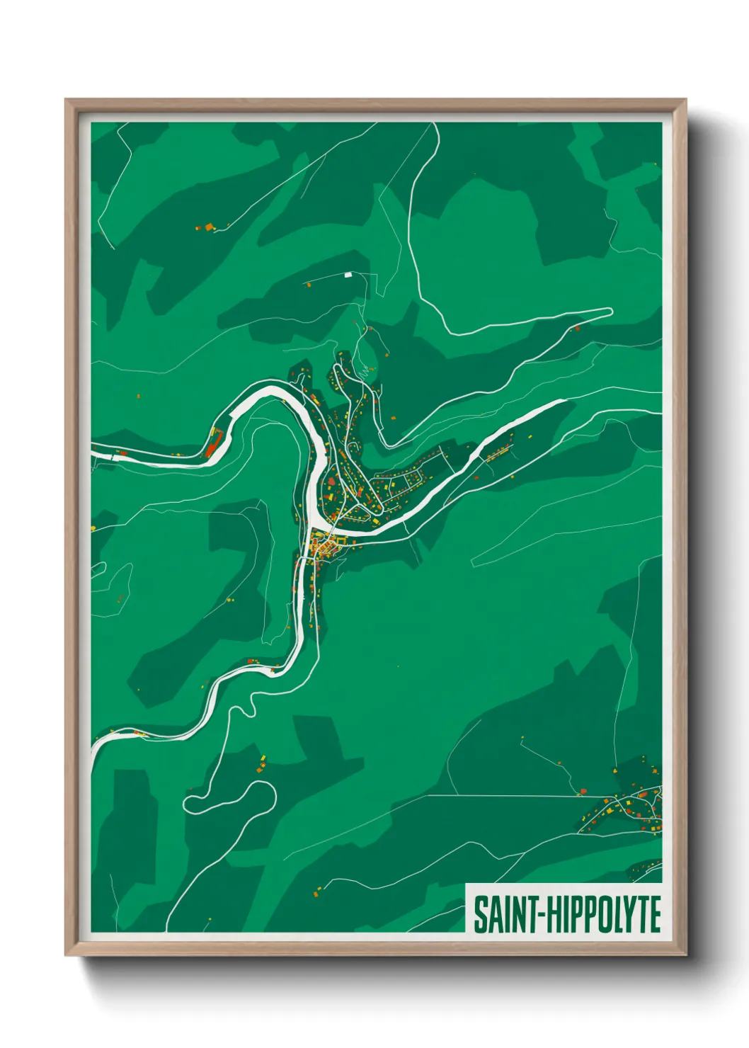 Une affiche de carte sur Saint-Hippolyte