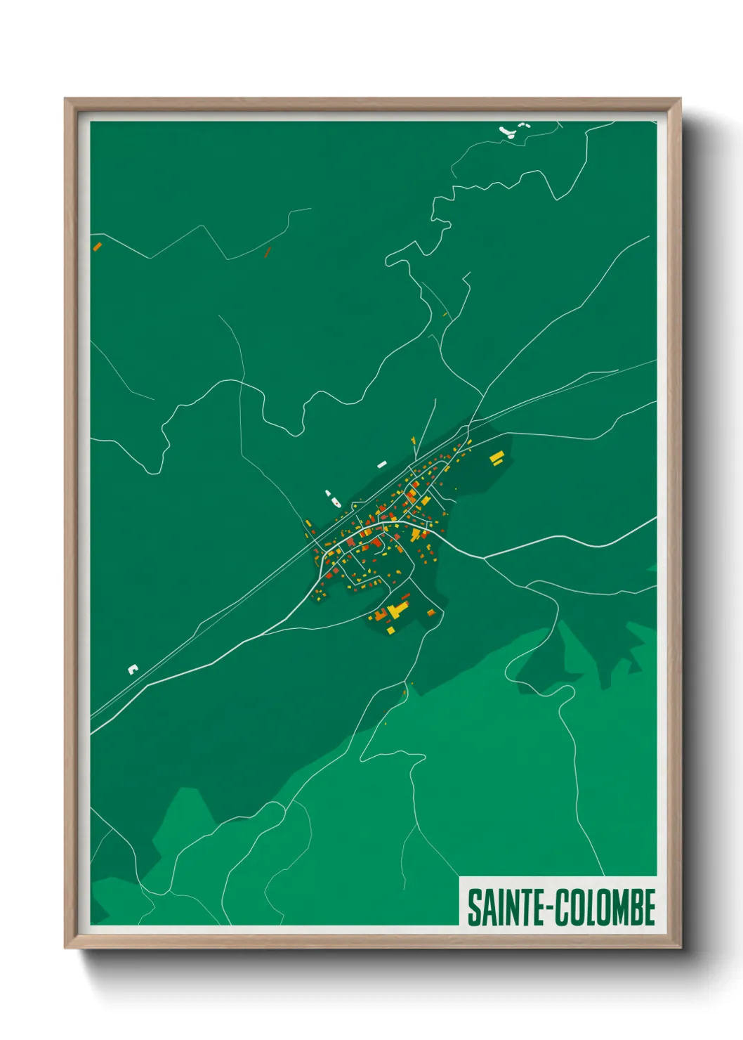 Une affiche de carte sur Sainte-Colombe