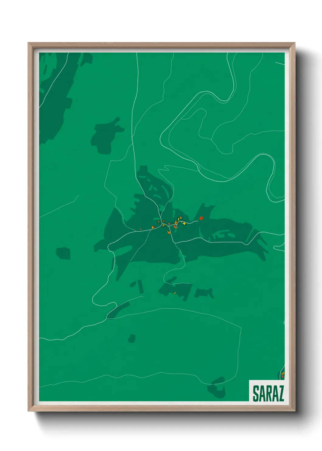 Une affiche de carte sur Saraz