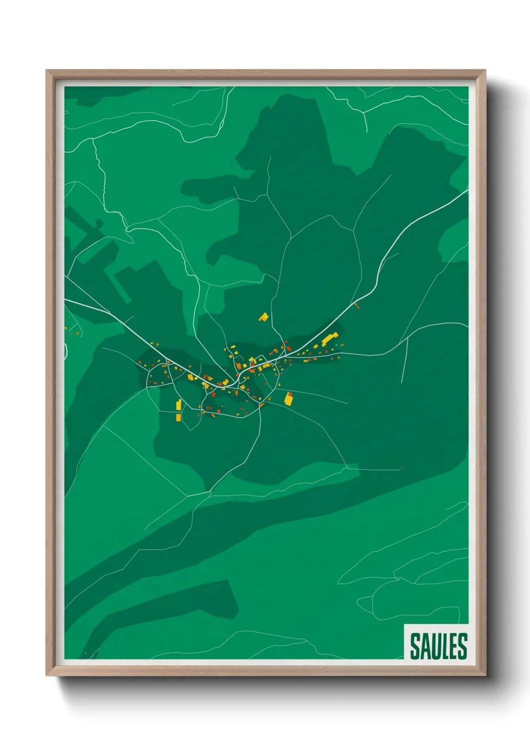 Une affiche de carte sur Saules