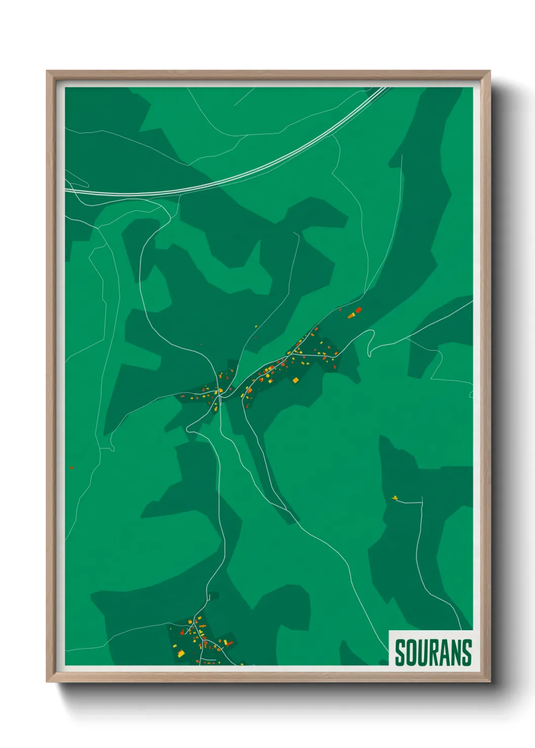 Une affiche de carte sur Sourans