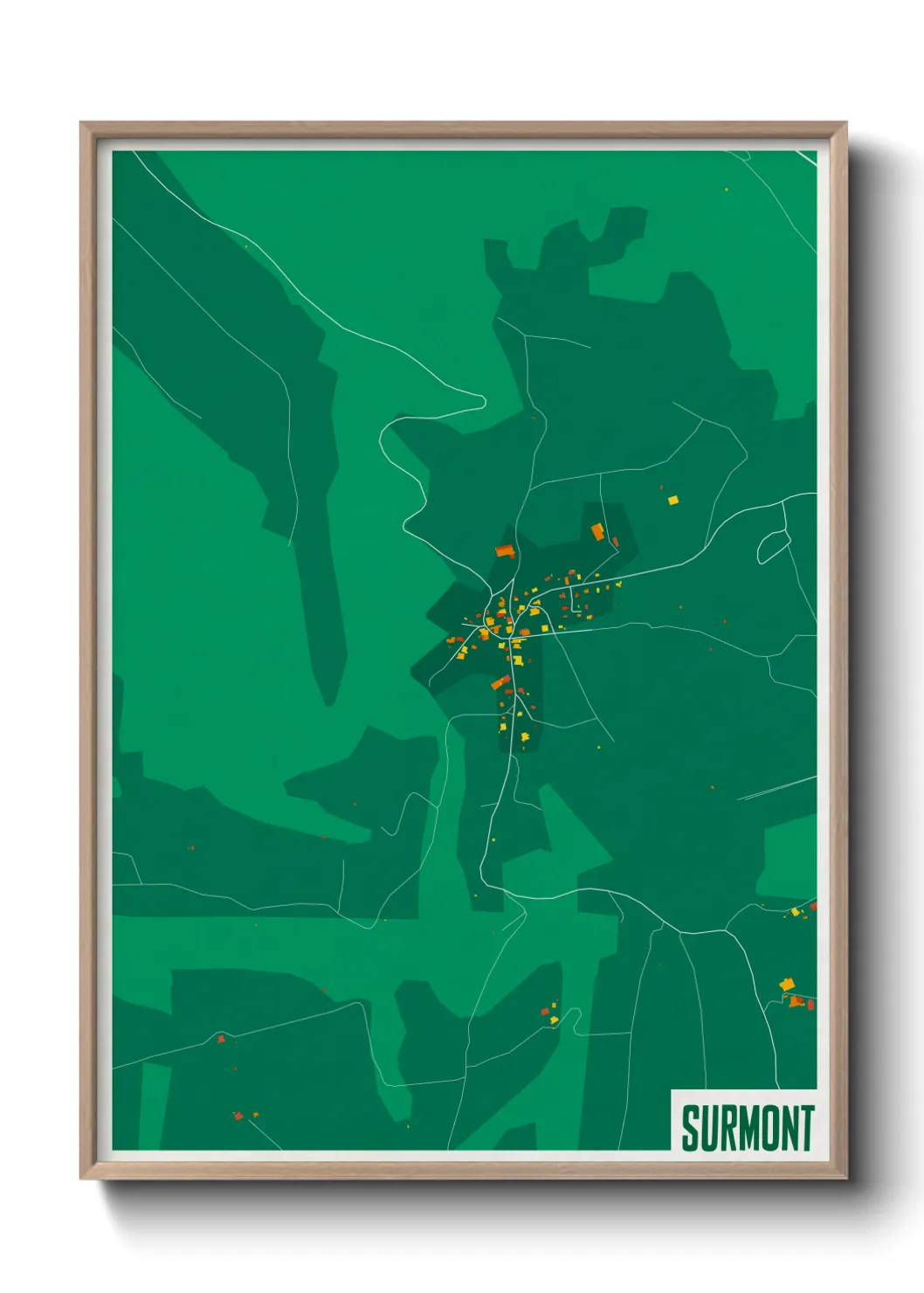 Une affiche de carte sur Surmont