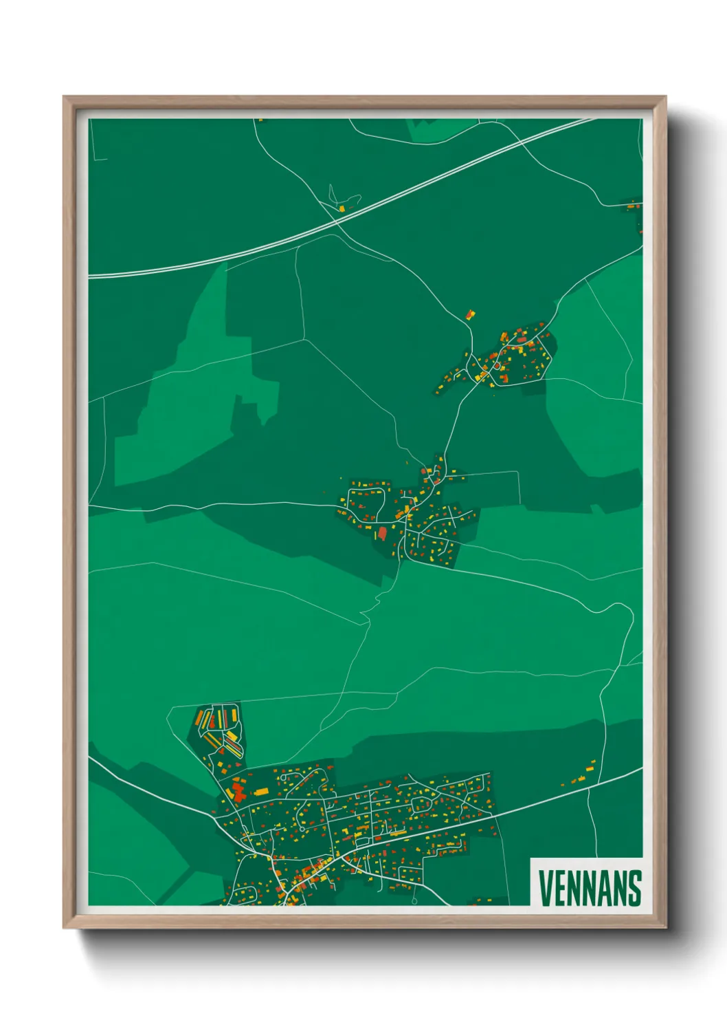 Une affiche de carte sur Vennans