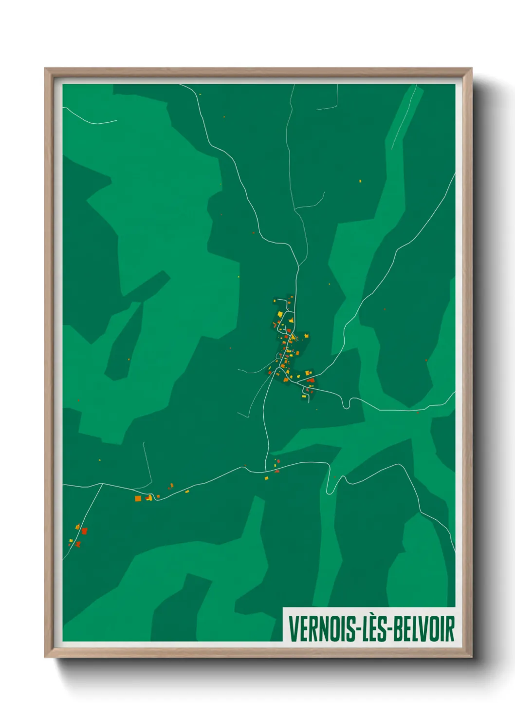 Une affiche de carte sur Vernois-lès-Belvoir