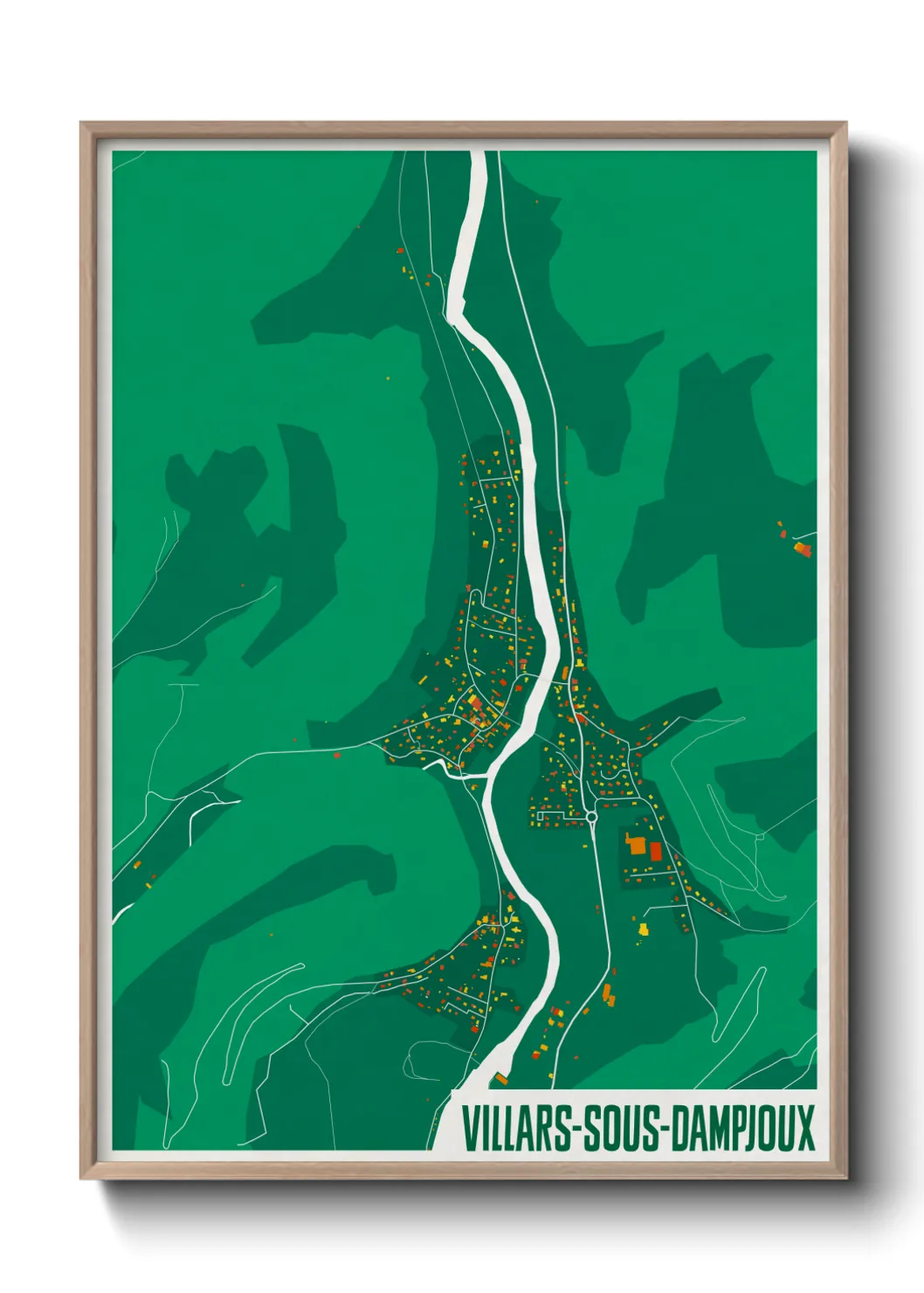 Une affiche de carte sur Villars-sous-Dampjoux