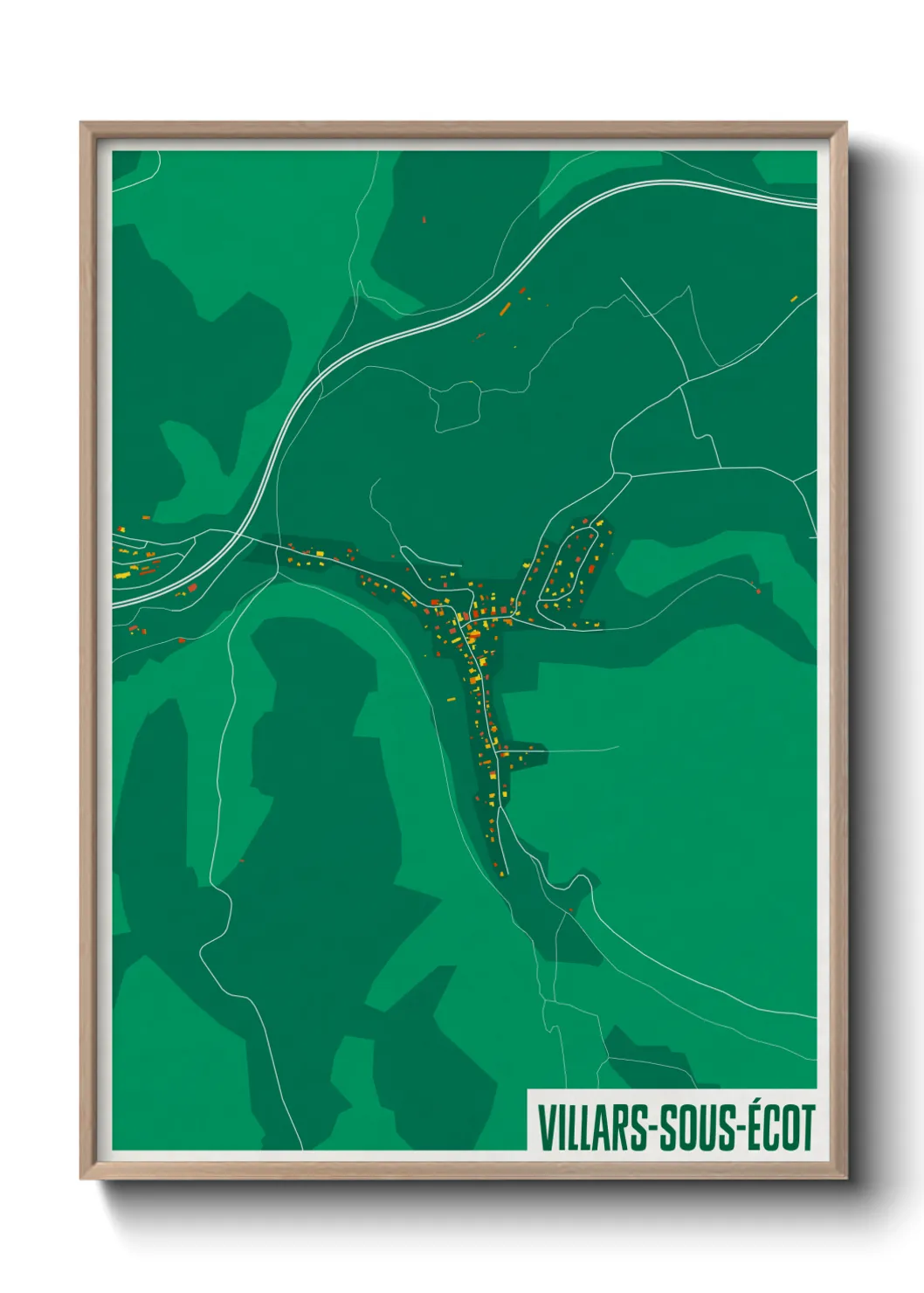 Une affiche de carte sur Villars-sous-Écot