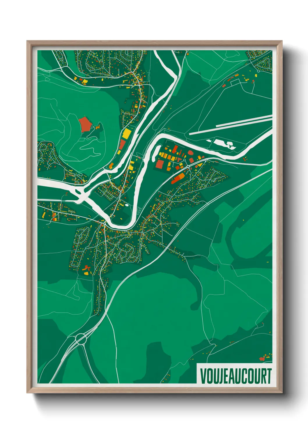 Une affiche de carte sur Voujeaucourt