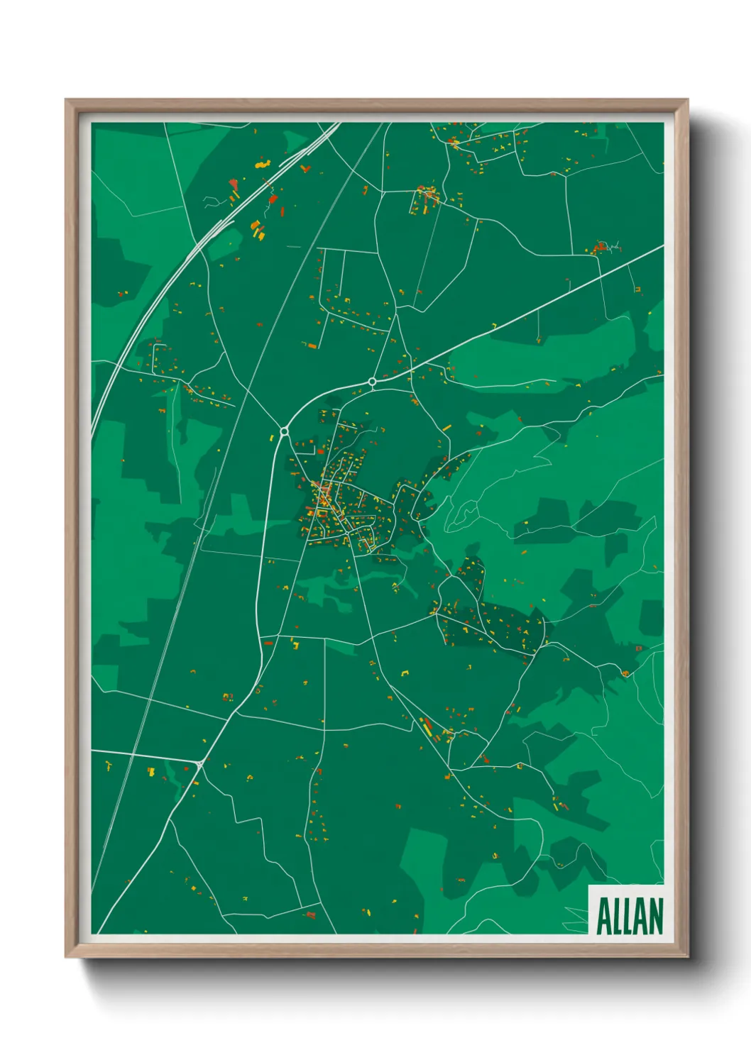 Une affiche de carte sur Allan