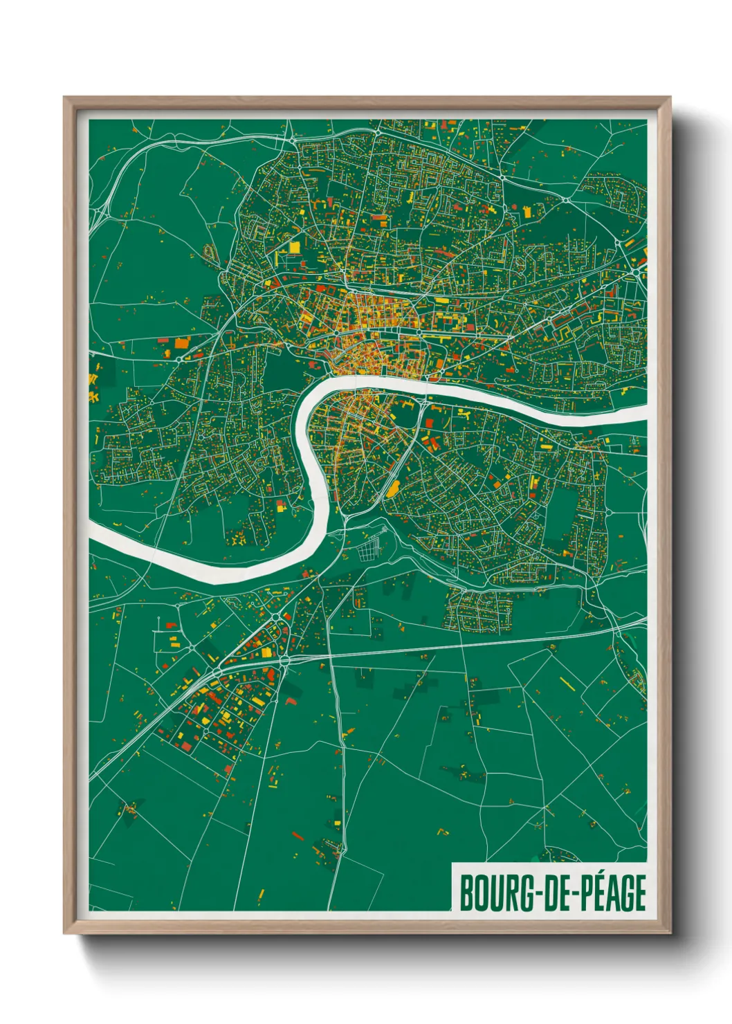 Une affiche de carte sur Bourg-de-Péage