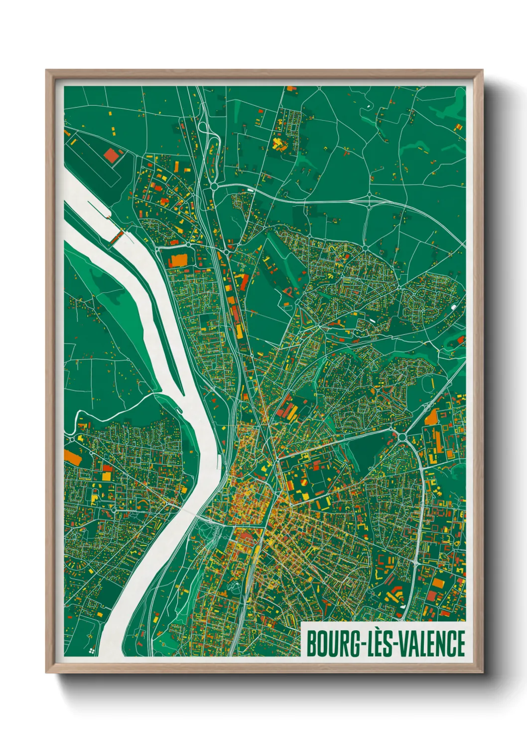 Une affiche de carte sur Bourg-lès-Valence