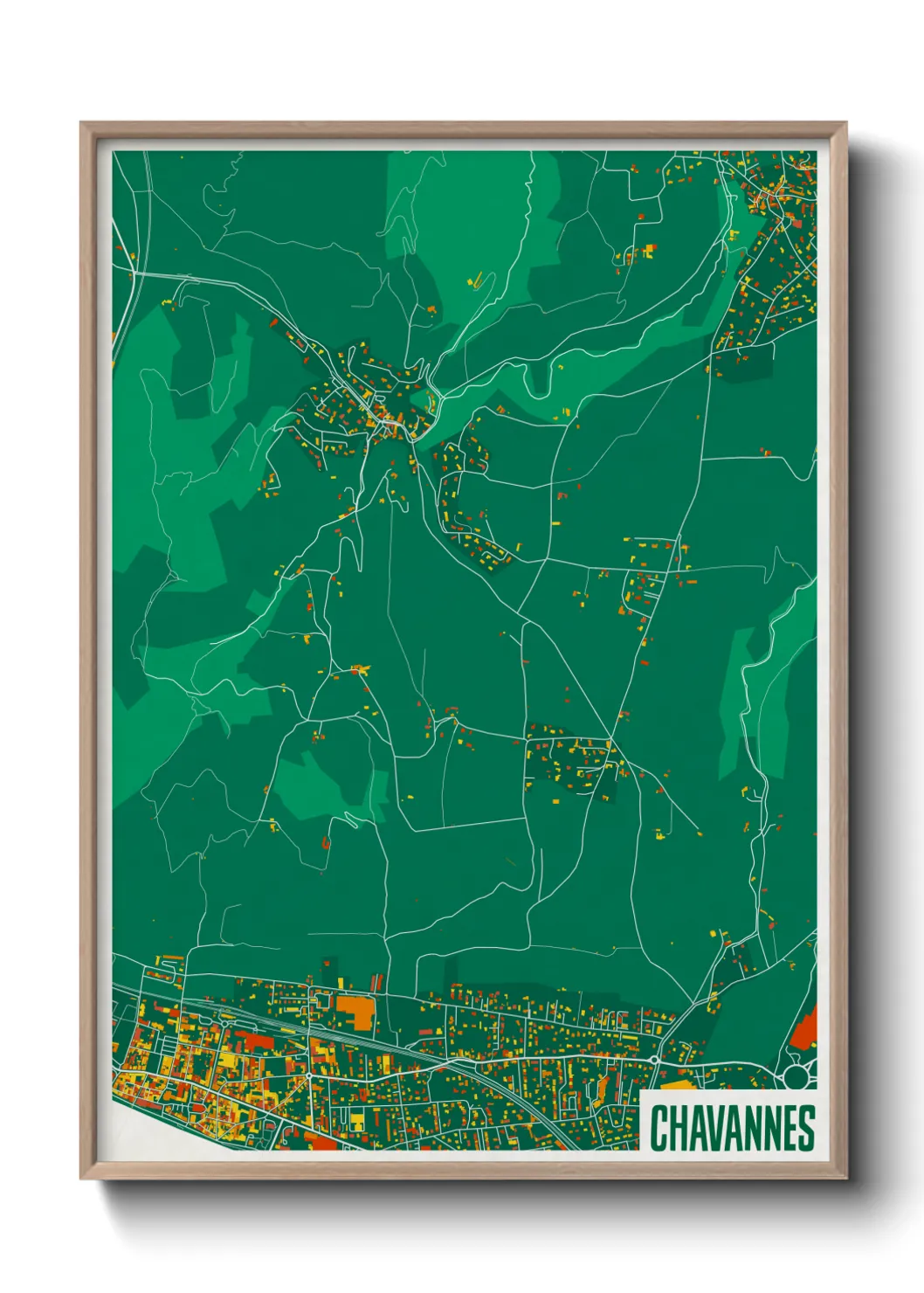 Une affiche de carte sur Chavannes