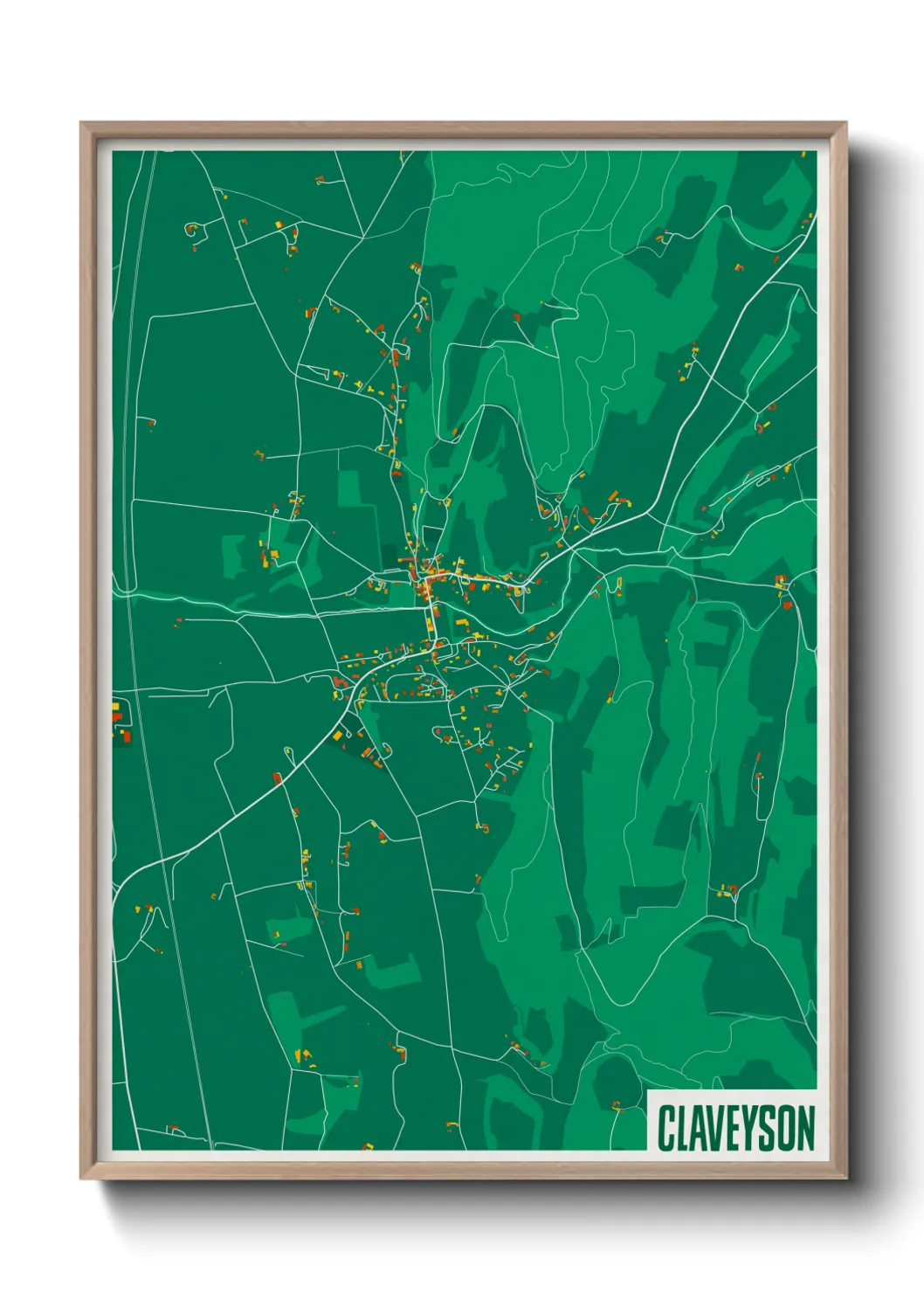 Une affiche de carte sur Claveyson