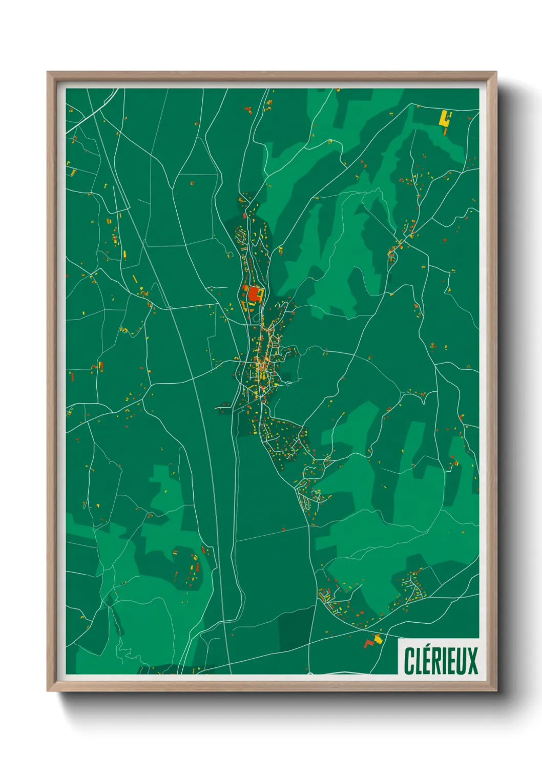 Une affiche de carte sur Clérieux