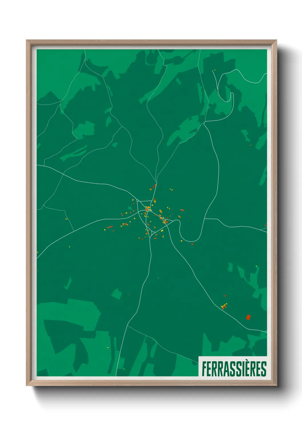 Une affiche de carte sur Ferrassières