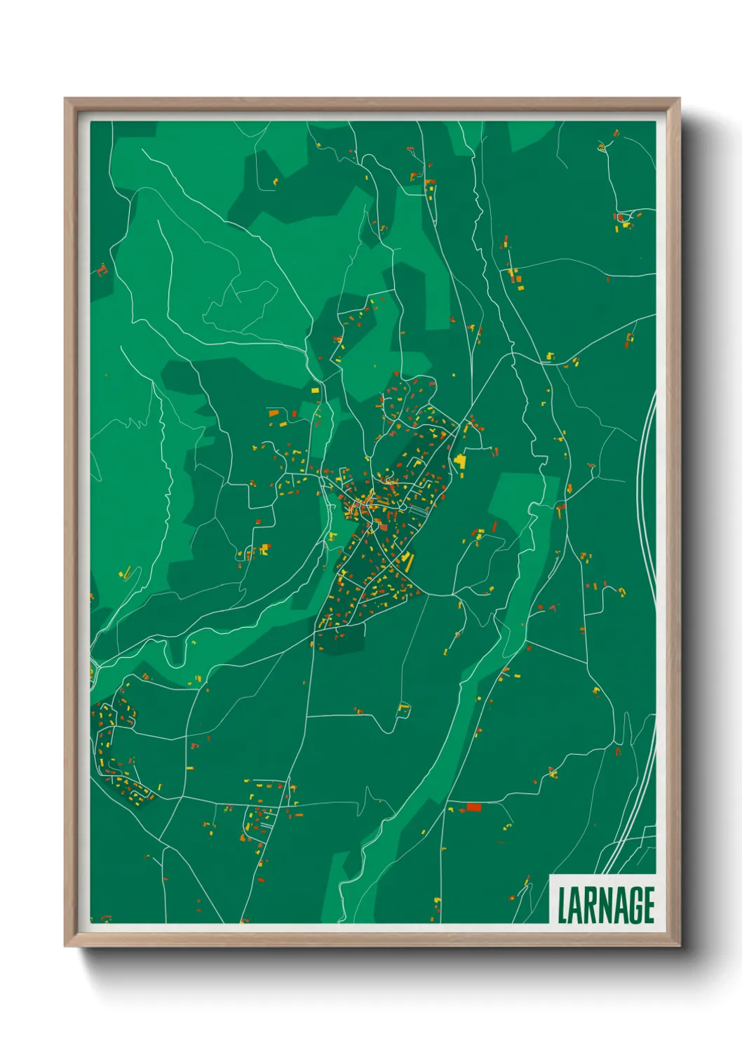 Une affiche de carte sur Larnage