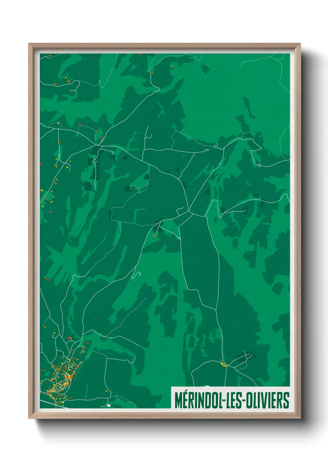 Une affiche de carte sur Mérindol-les-Oliviers