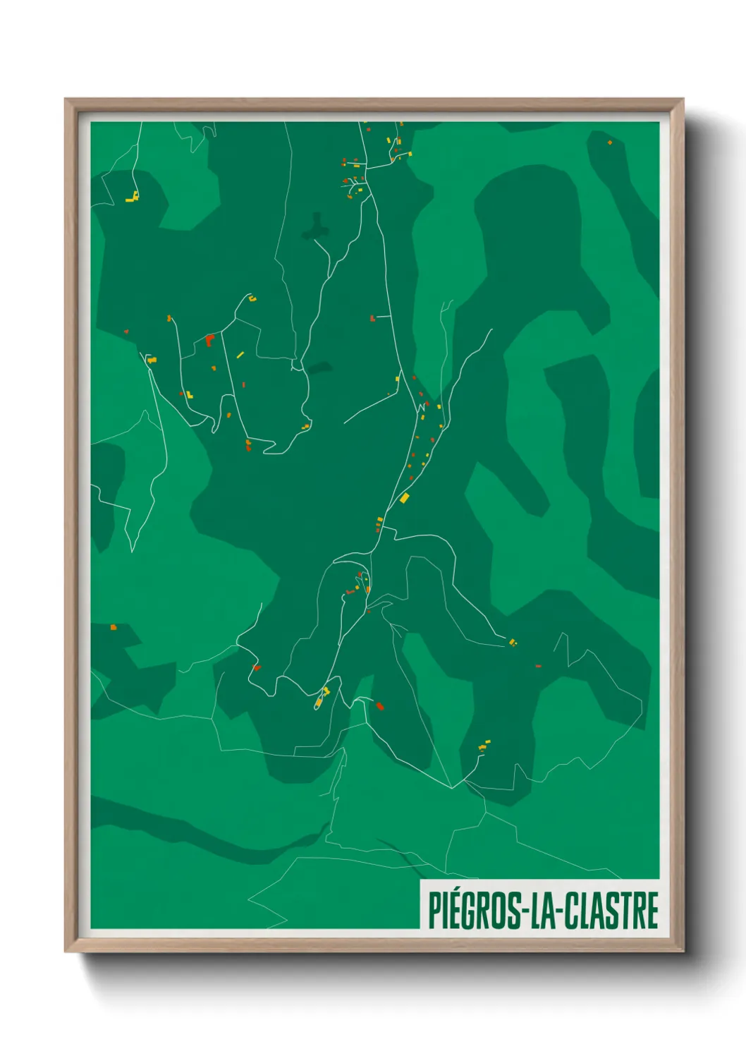 Une affiche de carte sur Piégros-la-Clastre