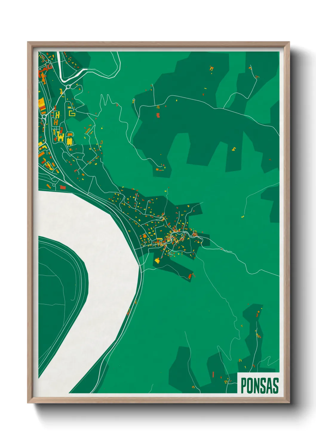 Une affiche de carte sur Ponsas