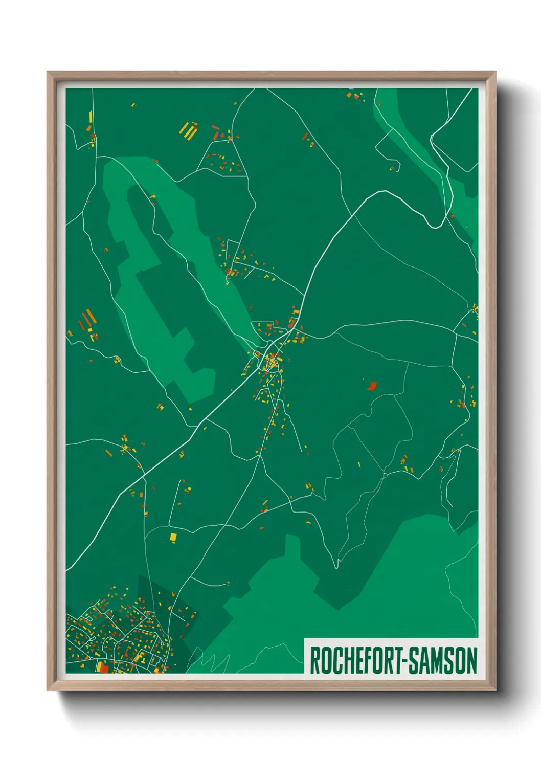 Une affiche de carte sur Rochefort-Samson