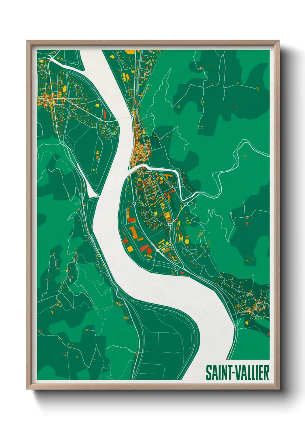 Une affiche de carte sur Saint-Vallier