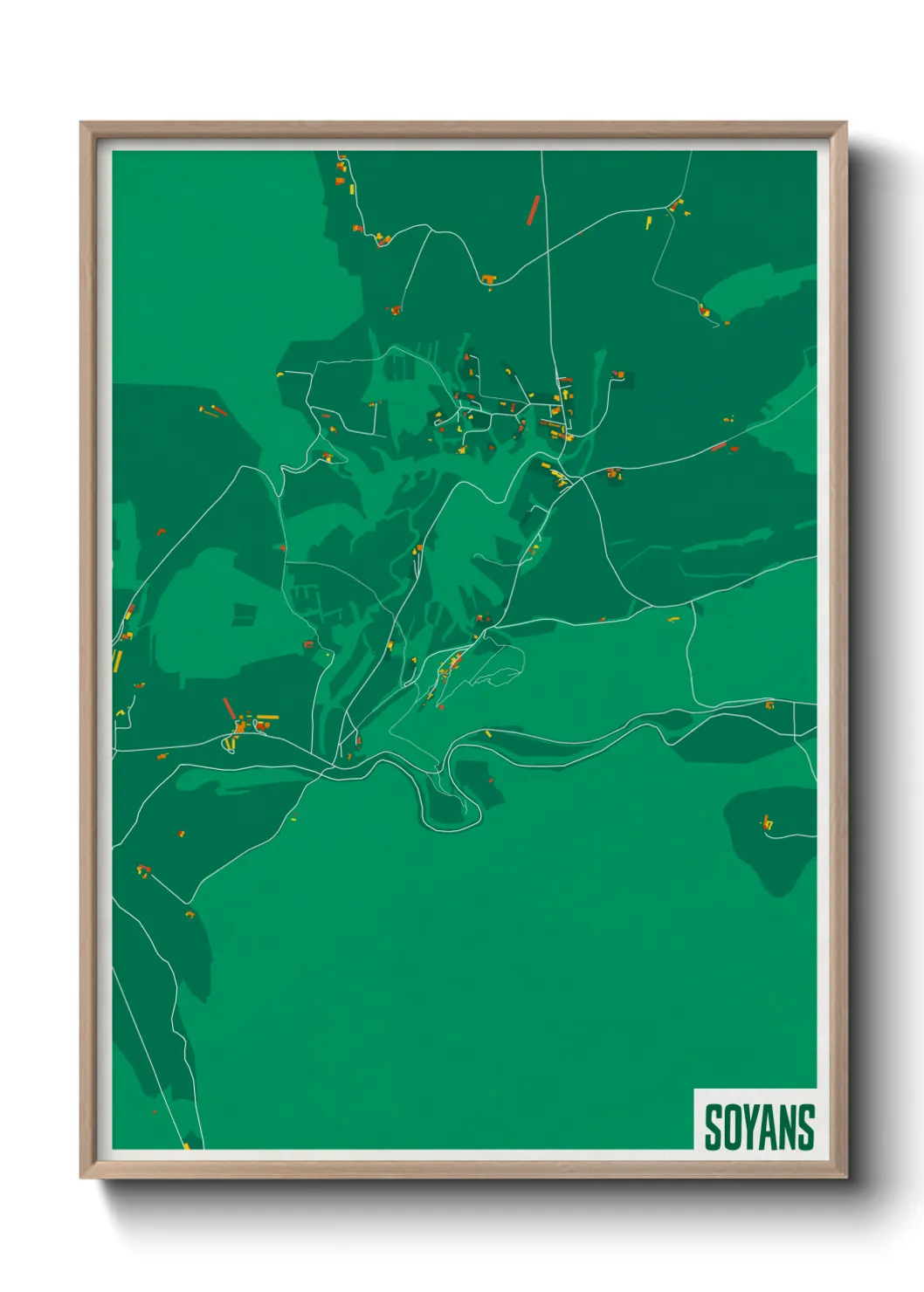 Une affiche de carte sur Soyans