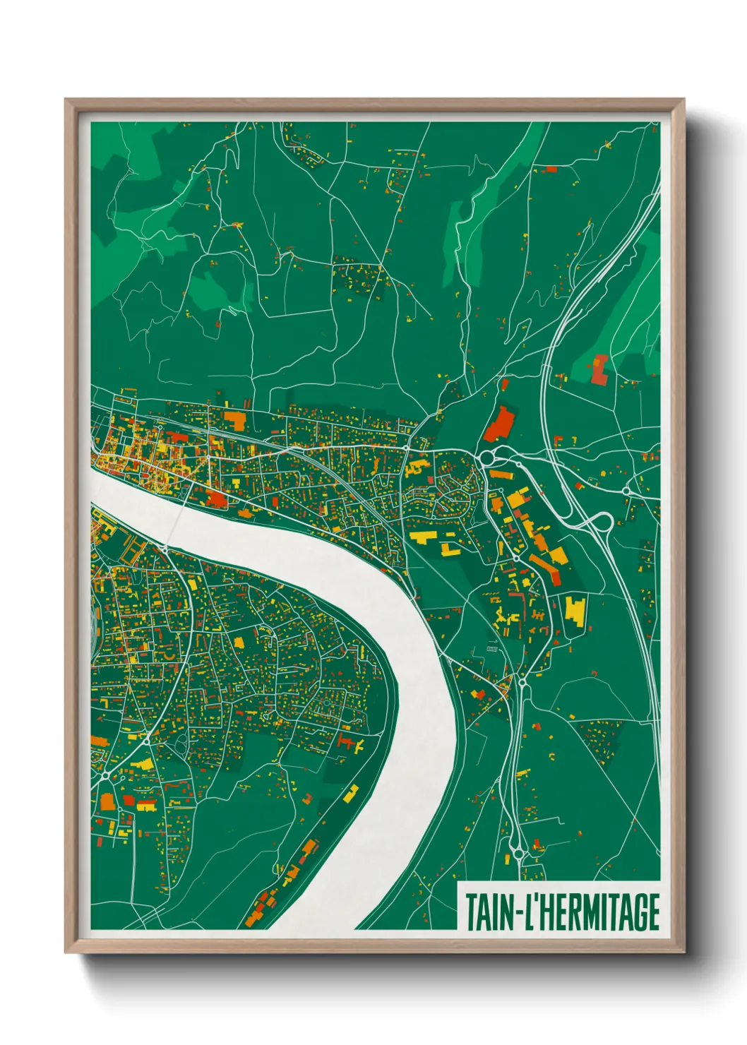 Une affiche de carte sur Tain-l'Hermitage