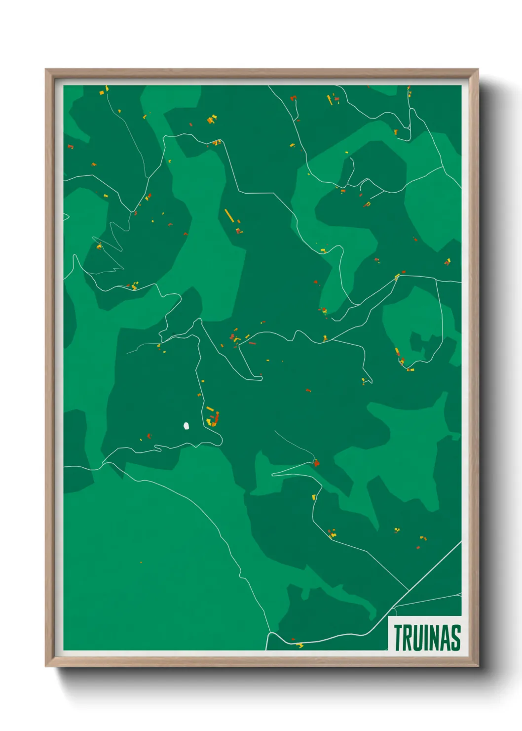 Une affiche de carte sur Truinas