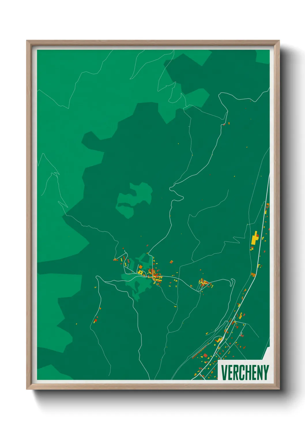 Une affiche de carte sur Vercheny