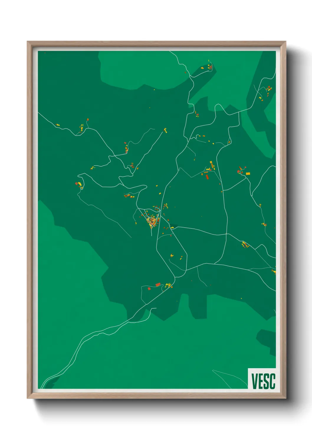 Une affiche de carte sur Vesc