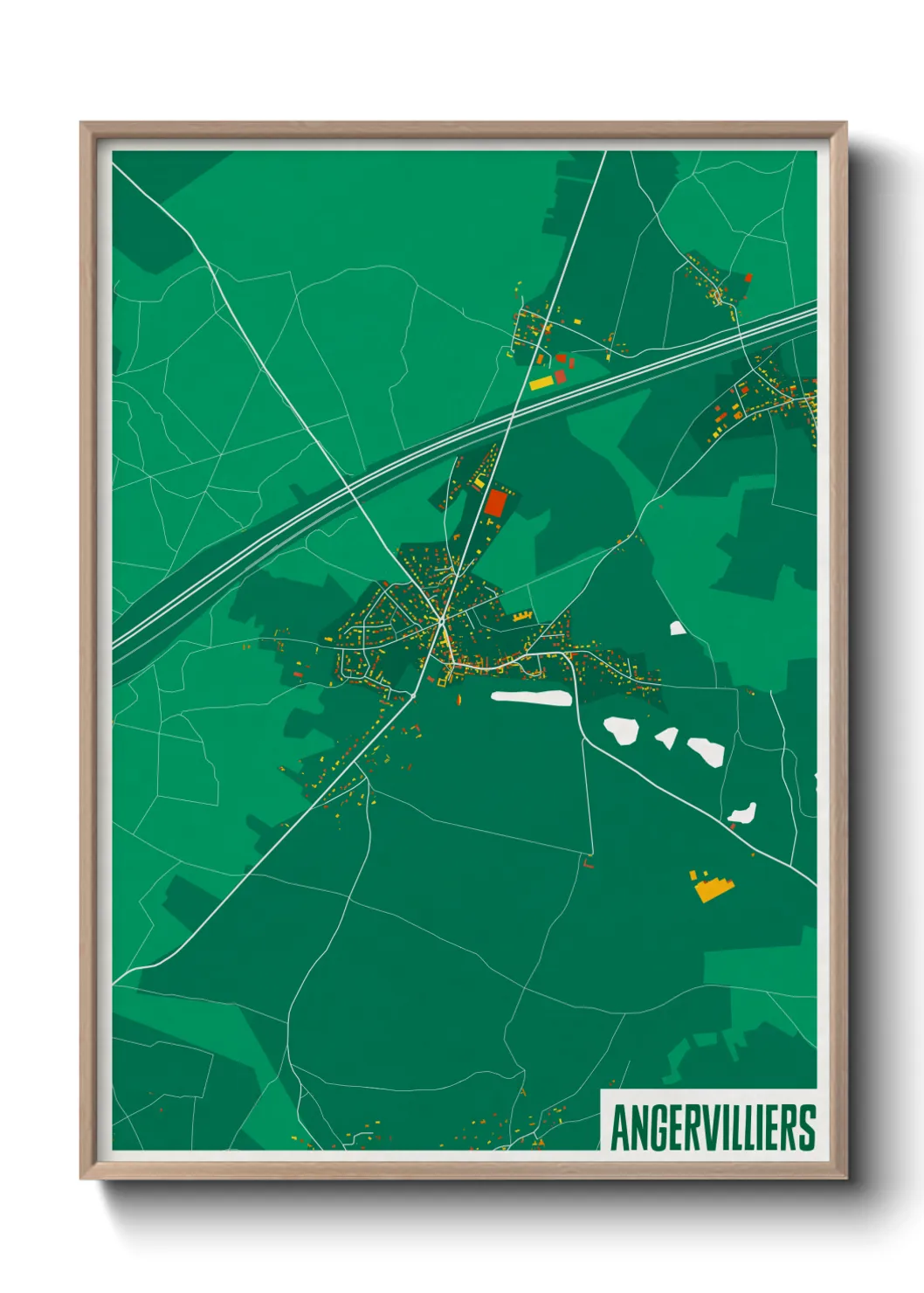 Une affiche de carte sur Angervilliers